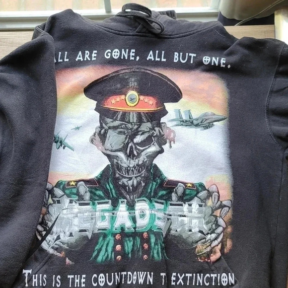 Vintage Megadeth Metal Band Graphic Fleece Lined Hoodie - Picture 1 of 4